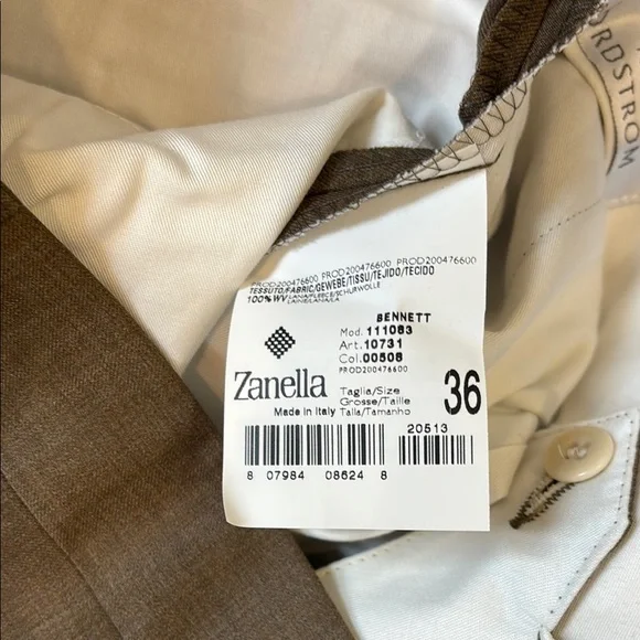 Zanella Brown Dress Pants Pleated Front
